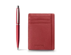 Sheaffer VFM Excessive Red Ballpoint Pen & Scarlet Blaze Card Holder Gift Set