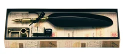 Small Black Feather Quill & Holder Set