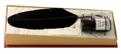 Small Feather Quill & Ink Set - Black