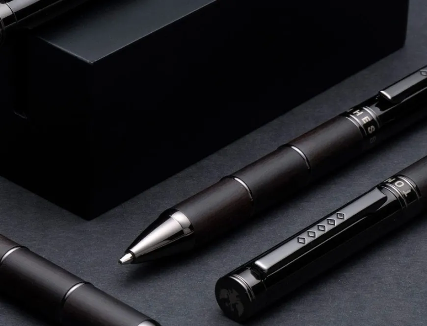 Tom Hessin Revolution Collection Charcoal With Wooden Barrel Rollerball Pen