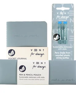 VENT For Change Make a Mark Dusty Blue Recycled A6 Notebook, Pen & Pouch Set