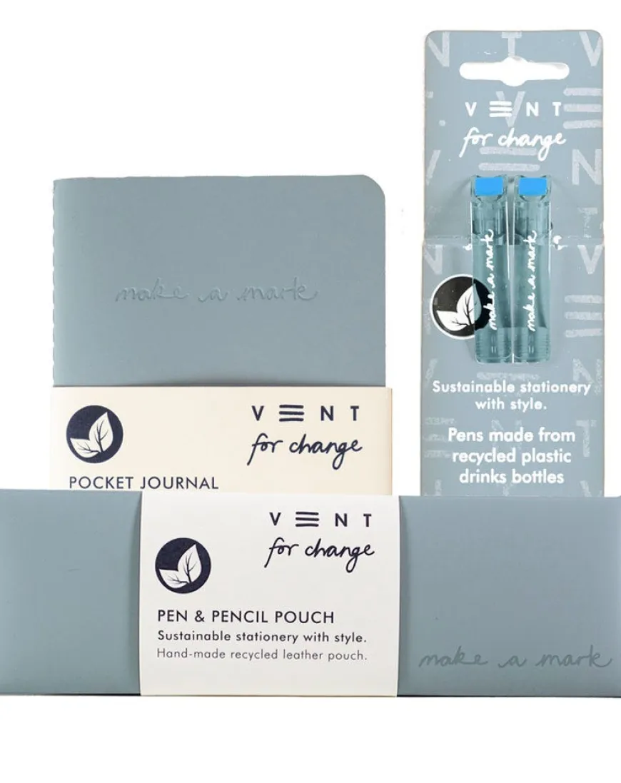 VENT For Change Make a Mark Dusty Blue Recycled A6 Notebook, Pen & Pouch Set
