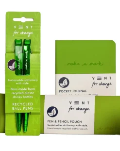 VENT For Change Make a Mark Green Recycled A6 Notebook, Pen & Pouch Set