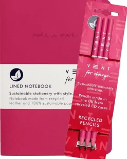 VENT For Change Make a Mark Pink Recycled A5 Notebook & Pencil Set