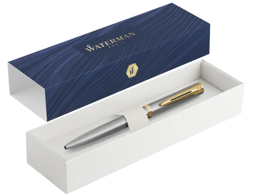 Waterman Allure Stainless Steel Gold Trim Ballpoint Pen