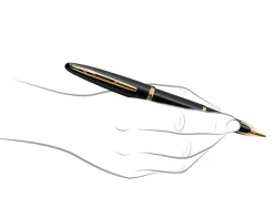 Waterman Carene Black Lacquer Gold Trim Fountain Pen