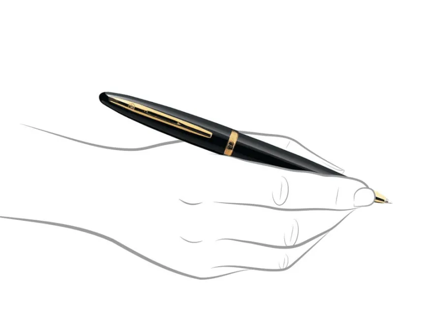 Waterman Carene Black Lacquer Gold Trim Ballpoint Pen