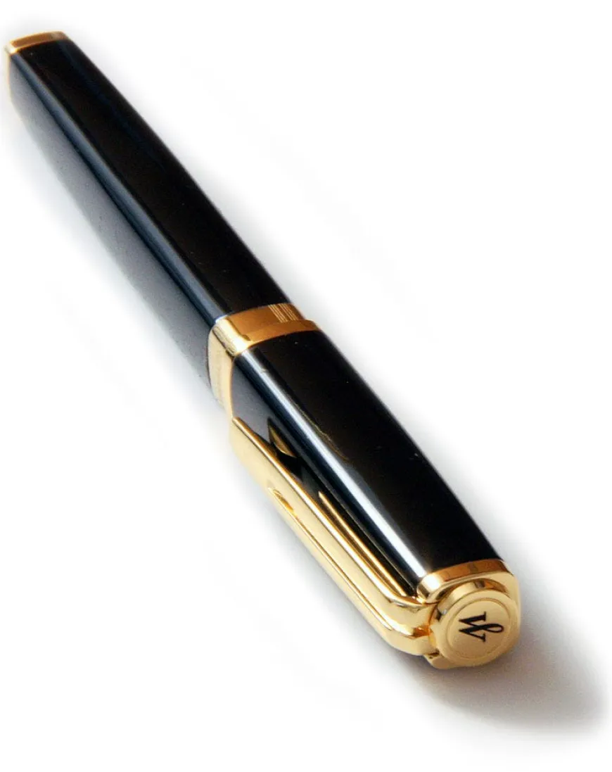 Waterman Exception Slim Black Lacquer Gold Trim Fountain Pen