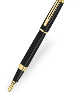 Waterman Exception Slim Black Lacquer Gold Trim Fountain Pen