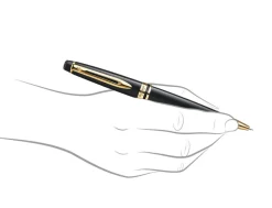 Waterman Expert Black Lacquer Gold Trim Ballpoint Pen