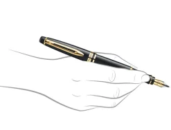 Waterman Expert Black Lacquer Gold Trim Fountain Pen