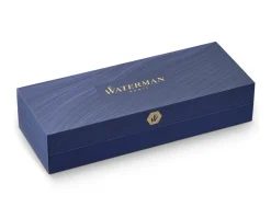 Waterman Hemisphere Matte Black Gold Trim Fountain, Ballpoint & Leather Pen Case Set