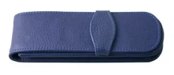 Waterman Hemisphere Matte Black Gold Trim Fountain, Ballpoint & Leather Pen Case Set