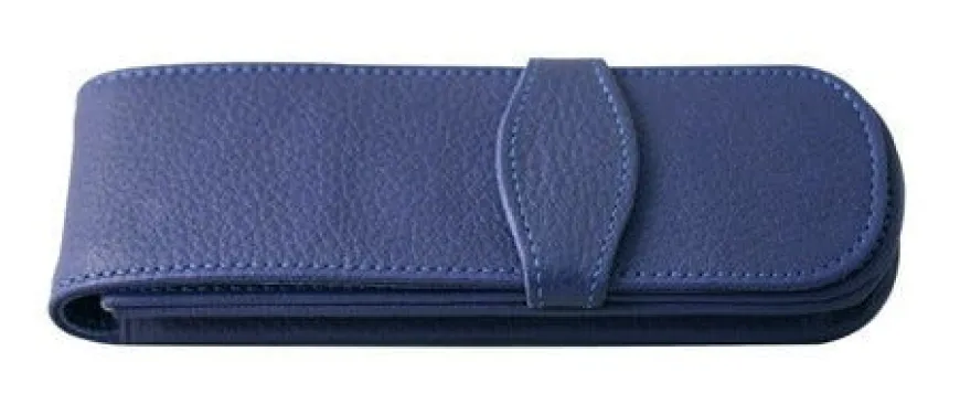Waterman Hemisphere Matte Black Gold Trim Fountain, Ballpoint & Leather Pen Case Set