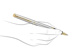 Waterman Hemisphere Stainless Steel Gold Trim Rollerball Pen