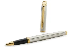 Waterman Hemisphere Stainless Steel Gold Trim Rollerball Pen
