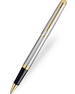 Waterman Hemisphere Stainless Steel Gold Trim Rollerball Pen
