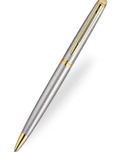 Waterman Hemisphere Stainless Steel Gold Trim Ballpoint Pen
