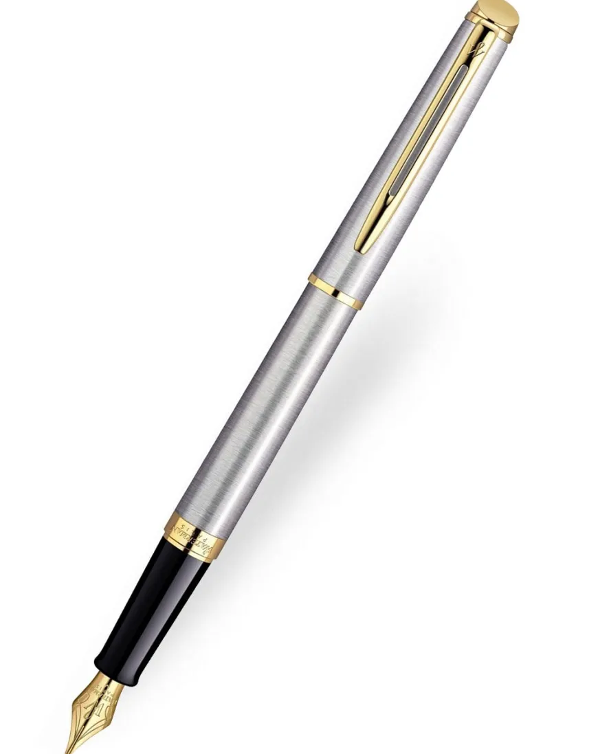 Waterman Hemisphere Stainless Steel Gold Trim Fountain Pen