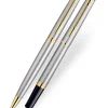 Waterman Hemisphere Stainless Steel Gold Trim Fountain & Ballpoint Pen Set